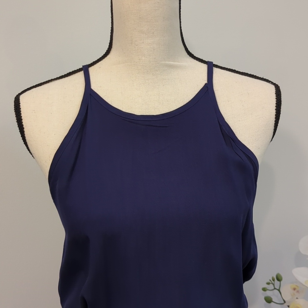 NWT - Blue Women's Cami Maxi Dress Sleeveless V Neck Solid Dress - Picture 3 of 13